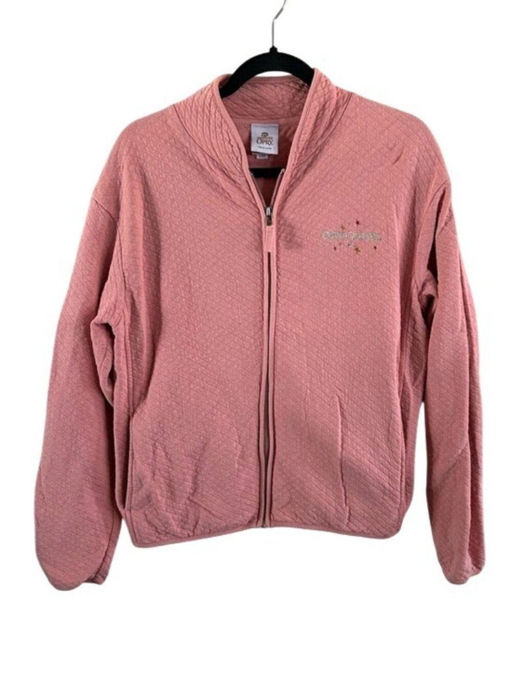 Grand Ole Opry Dusty Rose Quilted Zip Jacket Sz Medium Nashville Embroidered